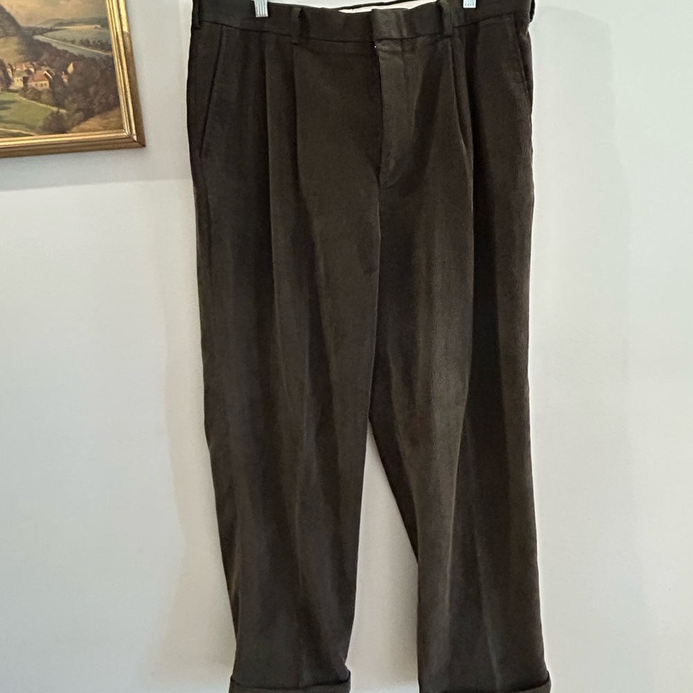 George Men’s Corduroy Brown Dress Pants Size 38x32 Front Rolled Cuff